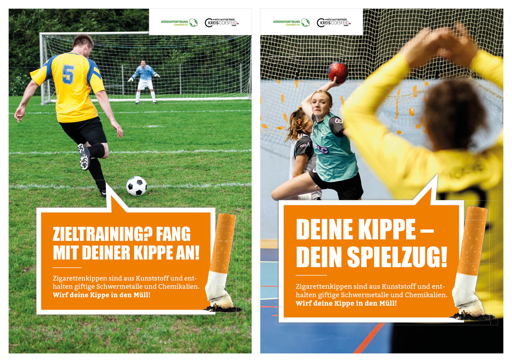 Plakate der Kampagne "Zigarettenkippen" Collage-zwei-Plakate